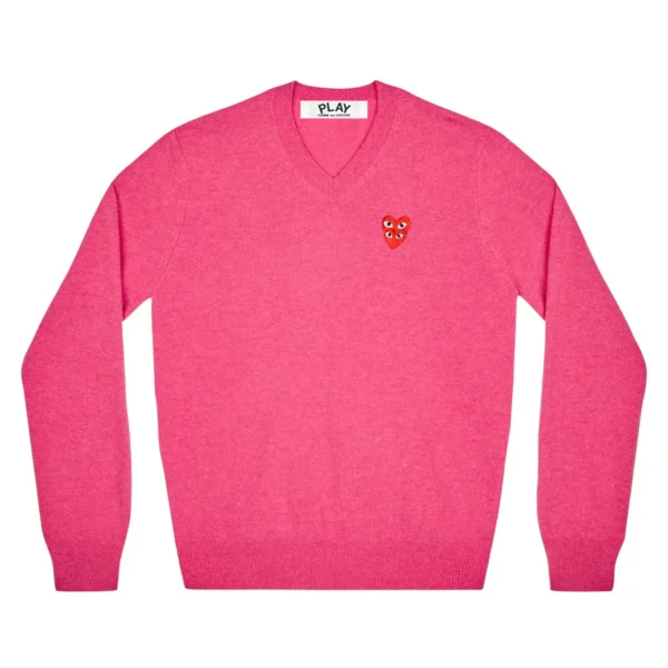 Play Comme des Garçons Double Eye V Neck Sweater Pink
